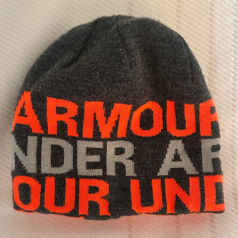 Under Armour Kids' Gray and Orange Beanie